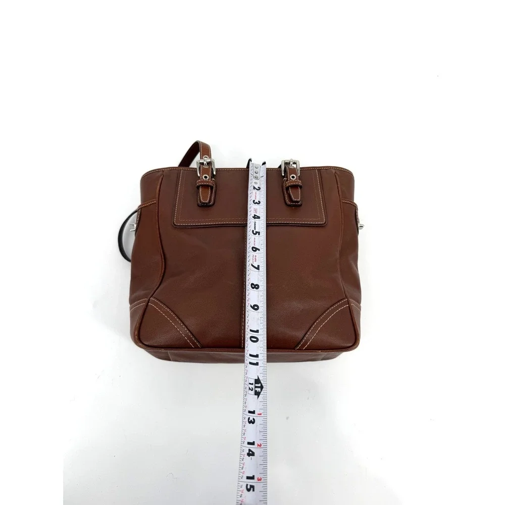 Coach Brown Leather Tote Bag F11396 Vintage Shoulder Bag Purse Silver Hardware - Picture 14 of 15